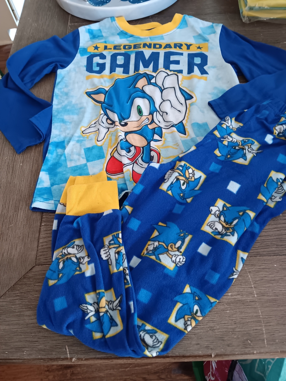 Boys Suze Medium Legendary Gamer Blue Sonic Kids Pajama Set